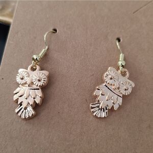 New Handcrafted Owl Dangle Earrings on 14K Gold Plated Hooks